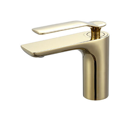 Emas Sikat Kuningan Mixer Tap Kamar Mandi Single Lever Air Dingin Dan Panas OEM