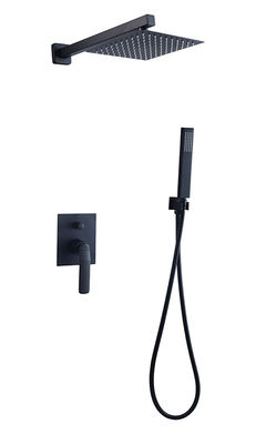 Single Lever Disembunyikan Di-Wall Mandi Atau Shower Mixer Dengan Diverter Hujan Shower Hand Shower Mandi Matt Hitam Kuningan Tap