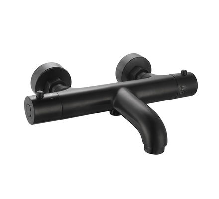 Thermostaic Temperature Adjustable Bath Or Shower Spout Mixer Matt Hitam Warna Kuningan Keran OEM Bulat Klasik