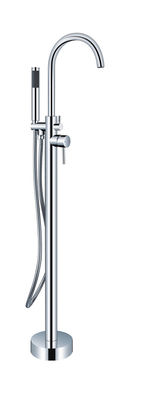 Chrome Kuningan Bebas Keran Bak Mandi OEM Single Lever Lantai Dipasang Dengan Diverter