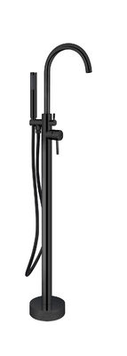 Matt Black Brass Freestanding Faucets Bak Mandi Dengan Diverter Single Lever Lantai Dipasang