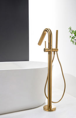 Rose Golden Brass bebas berdiri keran bak mandi OEM Single Lever lantai dipasang