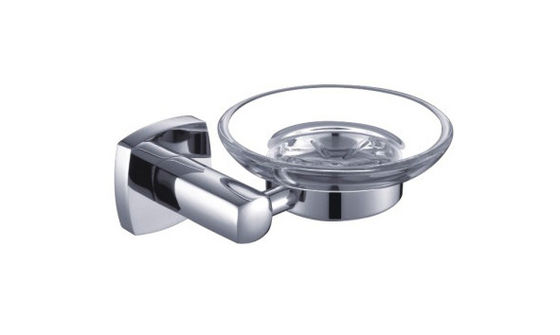 Aksesoris Kamar Mandi Kaca Chrome OEM Base Kuningan Persegi Kuningan Sabun Pengisi