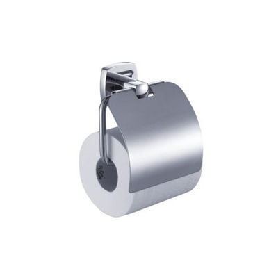 Kamar mandi Single Toilet Roll Paper Holder Kuningan Warna Chrome OEM Kuningan Base Square Dengan Desain Curve