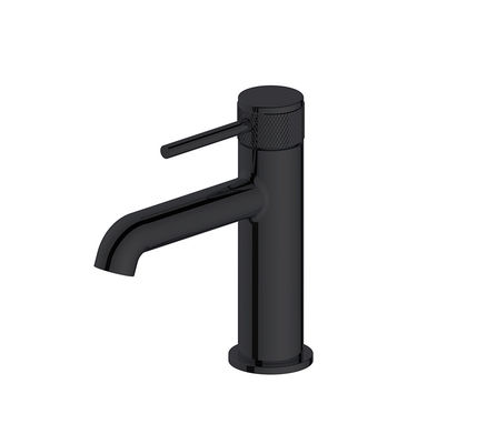 Matt Black Basin Mixer Faucet Ringular Knurl Handle Single Lever Kamar mandi