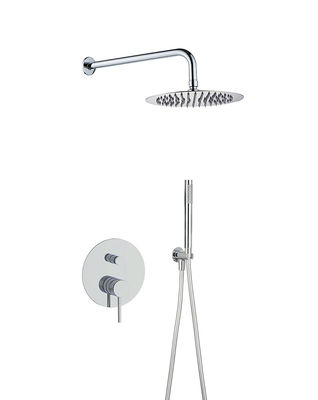 Tersembunyi di dinding kuningan cincin knurl pegangan hujan mandi bangun di handshower mixer set keran krom OEM bulat klasik