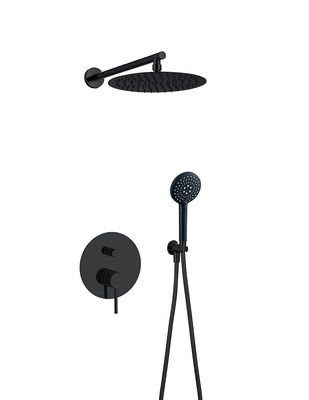Kuningan Ringular Knurl Handle Hujan Shower Kepala Dan Keran Tersembunyi Di Dinding Matt Hitam