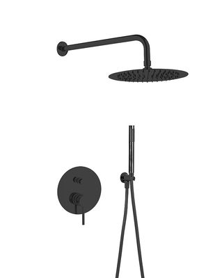 Matt Hitam Klasik Di Tembok Shower Faucet Kuningan Ringlar Knurl Handle
