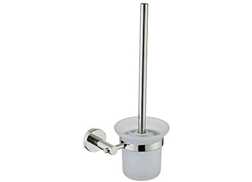 Oem Sus304 Polished Chrome Toilet Brush Holder Glass Kamar Mandi Aksesoris Klasik Bulat