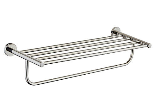 Polished Chrome Double Round Towel Bar Shelf Sus304 Proyek Hotel Rumah