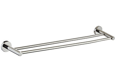SUS304 Double Hand Towel Bar Polished Chrome Color OEM Round Design Project Rumah