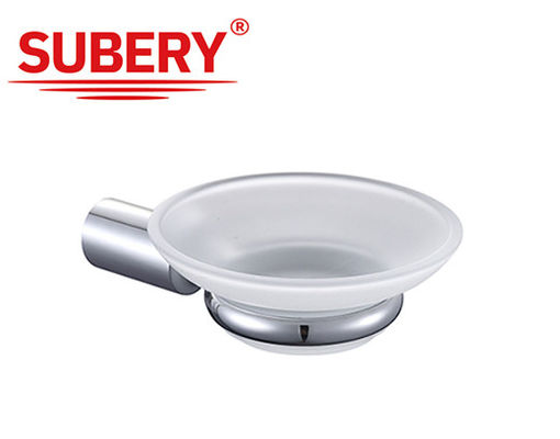 Glass Kamar Mandi Sabun Papan Pemegang Polished Chrome Oem Desain Bulat Klasik