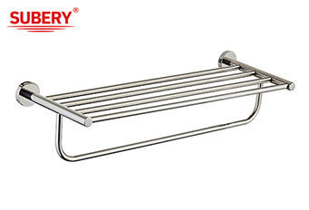 Polished Chrome Double Round Towel Bar Shelf Sus304 Proyek Hotel Rumah