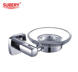 Aksesoris Kamar Mandi Kaca Chrome OEM Base Kuningan Persegi Kuningan Sabun Pengisi
