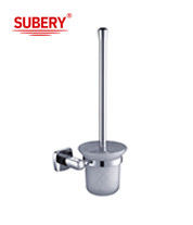 OEM Kuningan Toilet Brush Holder Kaca Kamar Mandi Chrome Dengan Desain Curve