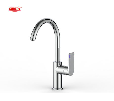 Chrome Kuningan Dingin Dan Panas OEM Dapur Sink Mixer Tap Single Lever