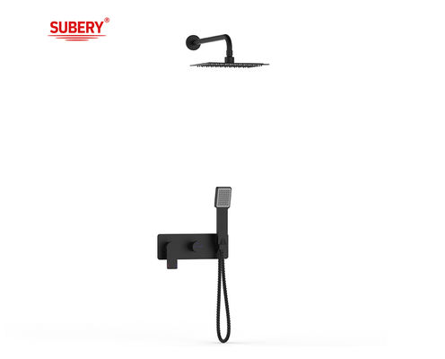 Single Lever Disembunyikan Di-Wall Mandi Atau Shower Mixer Dengan Diverter Hujan Shower Hand Shower Mandi Matt Hitam Kuningan Tap