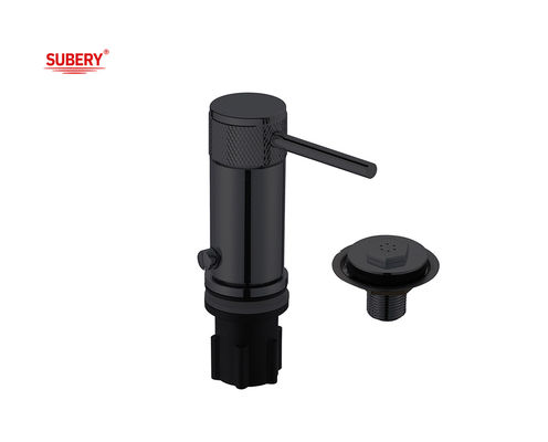 Tembaga Ringular Knurl Handle Matt Hitam Single Lever Faucet Kamar Mandi