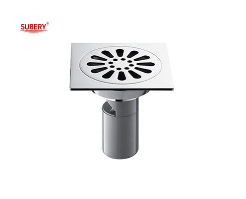 ODM OEM Lantai Kamar Mandi Limbah Kuningan Modern Chrome 100 X 100mm