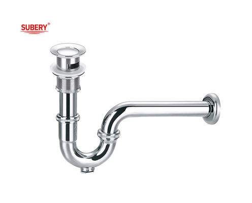 Tembaga Botol Trap Overflow Pop Up Wash Basin Drainer Chrome OEM