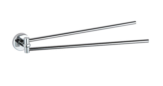 Pemegang handuk berputar kamar mandi Double Towel Bar Bagian Chrome