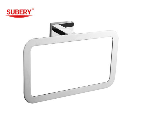Zinc Wall Mounted Chrome Towel Ring Holder Desain persegi panjang klasik