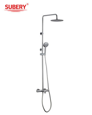 Chrome Brass Thermostatic Faucets OEM Round Rain Shower Hand Shower Suhu disesuaikan