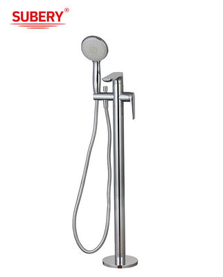 Modern Single Lever Kuningan Kuningan Karet bak mandi berdiri sendiri OEM lantai dipasang