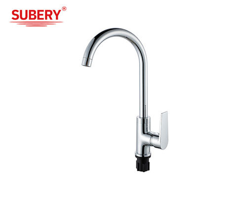 Chrome Kuningan Dingin Dan Panas OEM Dapur Sink Mixer Tap Single Lever
