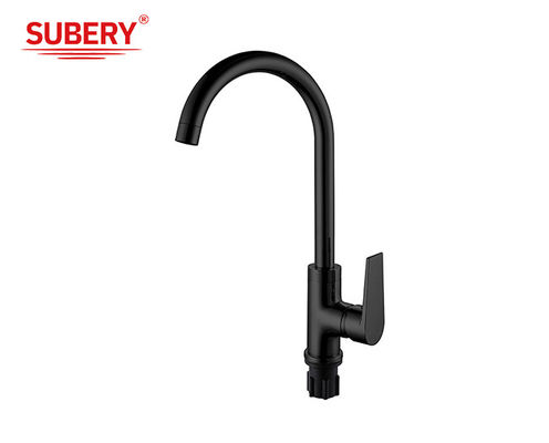 Matt Hitam Kuningan Dapur wastafel dingin dan panas OEM Single Lever