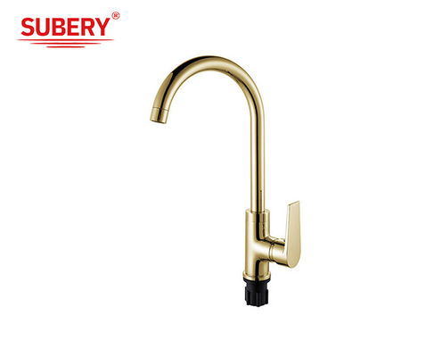 Single Lever Faucets Sink Dapur Golden Kuningan Dingin Dan Panas OEM