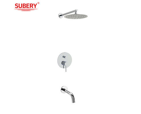 Disembunyikan Di Dinding Shower Faucet Kuningan Ringular Knurl Handle Chrome OEM Kamar Mandi Bak mandi
