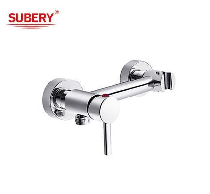 Single Lever Mandi Shower Faucets Ringular Knurl Handle Chrome Kuningan Air Dingin Dan Panas
