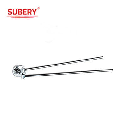 Pemegang handuk berputar kamar mandi Double Towel Bar Bagian Chrome