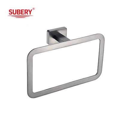 Zinc Wall Mounted Bathroom Accessories persegi panjang pemegang cincin handuk persegi panjang desain OEM ODM klasik