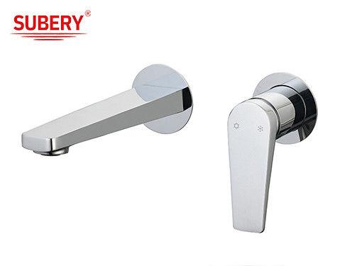 Fashion Desain dinding dipasang Kuningan keran tersembunyi Di Kotak Basin keran Air dingin dan air panas Mixer Chrome Plated keran Fashion