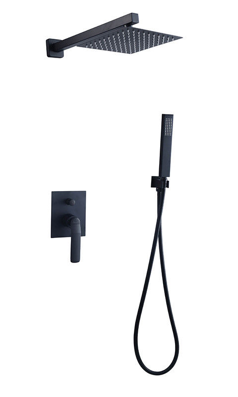Single Lever Disembunyikan Di-Wall Mandi Atau Shower Mixer Dengan Diverter Hujan Shower Hand Shower Mandi Matt Hitam Kuningan Tap