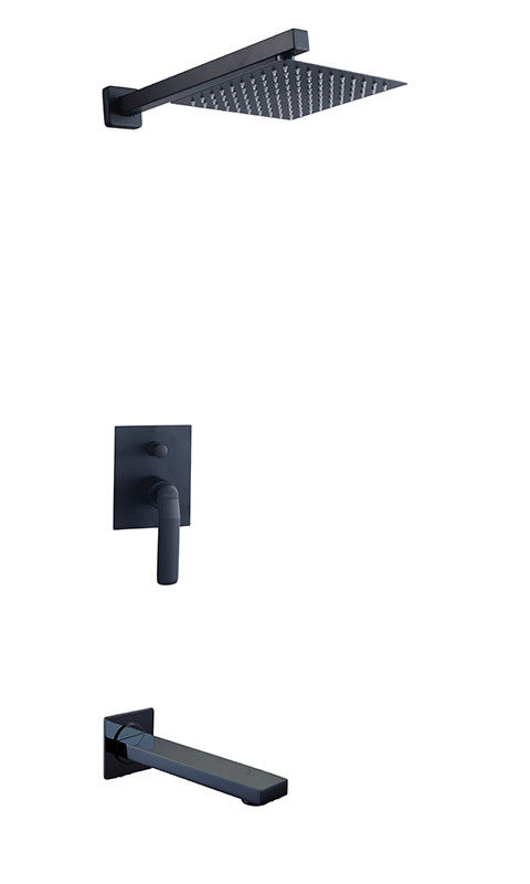 Single Lever Disembunyikan Di-Wall Mandi Atau Shower Mixer Dengan Diverter Hujan Shower Hand Shower Mandi Matt Hitam Kuningan Tap
