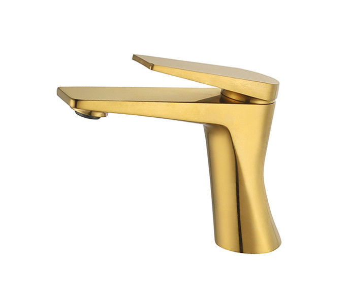 Single Lever Basin Mixer Faucet Kamar Mandi Bersilat Emas Kuningan Air Panas Dan Dingin OEM