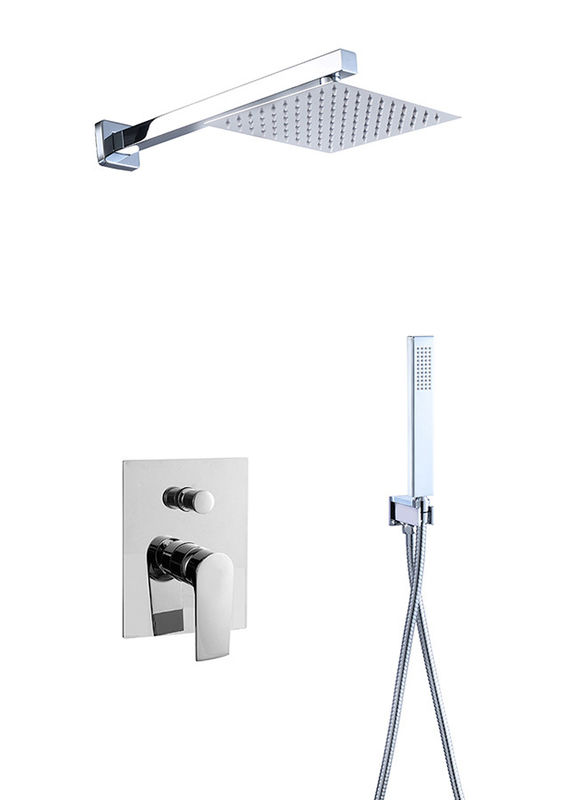 Single Lever Disembunyikan Di-Wall Mandi Atau Shower Mixer Dengan Diverter Hujan Shower Hand Shower Mandi Matt Hitam Kuningan Tap