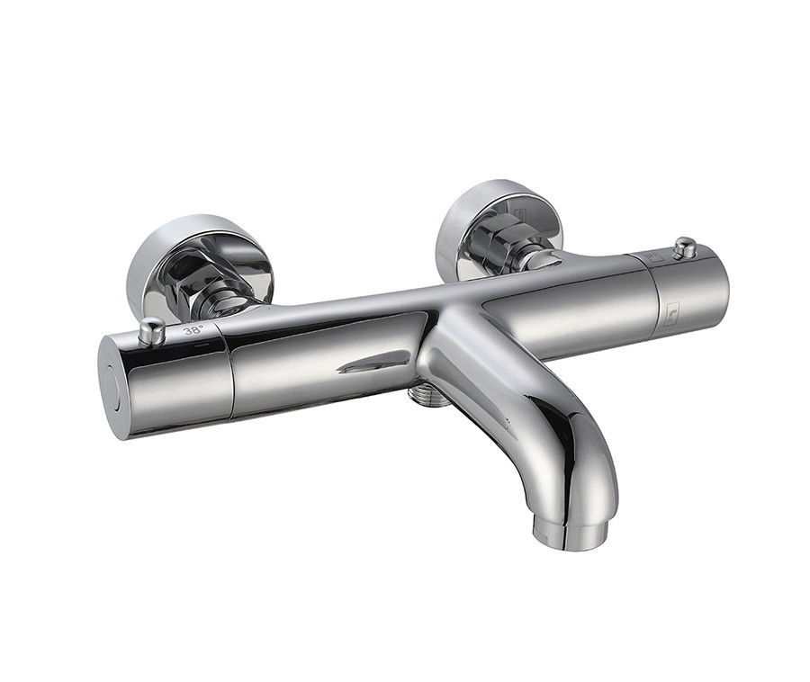 Temperature Thermostaic Disesuaikan Mandi Atau Shower Spout Mixer Kamar Mandi Warna Chrome Kuningan Keran OEM Bulat Klasik