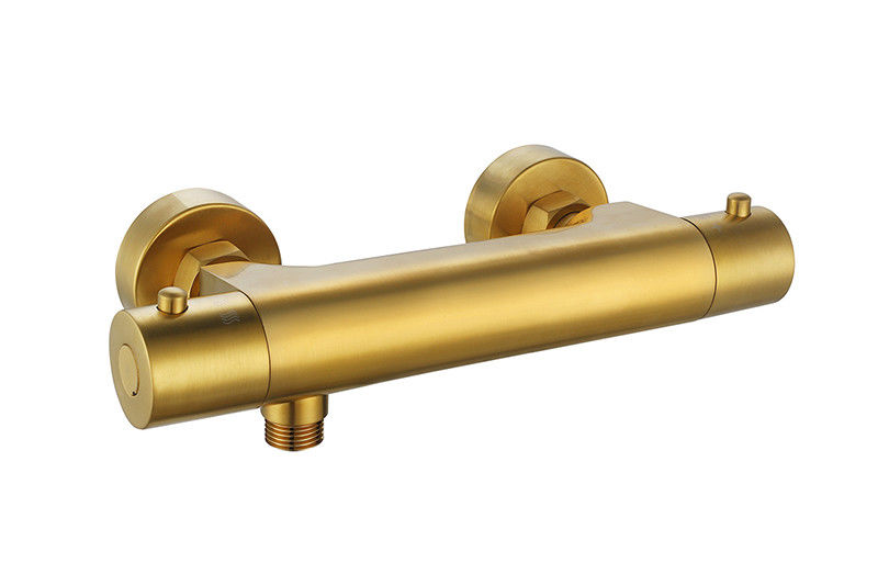 Thermostaic Suhu Disesuaikan Shower Spout Mixer Bersilat Warna Emas Kuningan Tap Faucet OEM Bulat Klasik