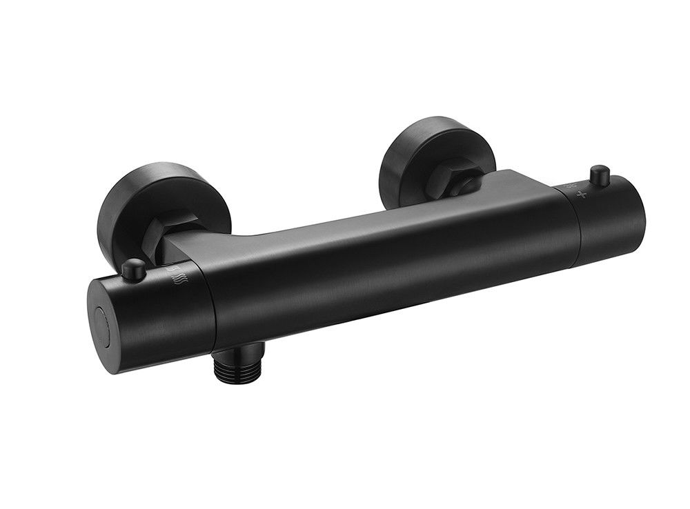 Thermostaic Suhu Disesuaikan Shower Spout Mixer Matt Hitam Warna Kuningan Keran OEM Bulat Klasik