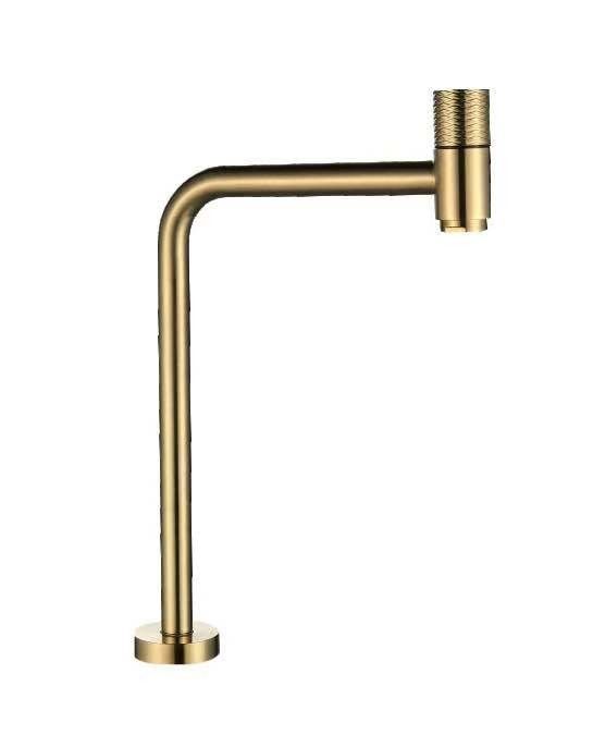 Cold Water Basin Tap Mixer SUS304 Bibcock High Long Spout Single Deck Dipasang Emas Bersilia Emas