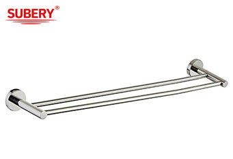 SUS304 Double Hand Towel Bar Polished Chrome Color OEM Round Design Project Rumah