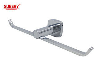 Perunggu double toilet roll holder toilet kualitas tinggi warna krom OEM base perunggu persegi dengan desain melengkung