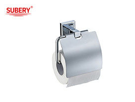 Perunggu tunggal pemegang kertas toilet roll kamar mandi kualitas tinggi warna krom OEM base perunggu desain persegi