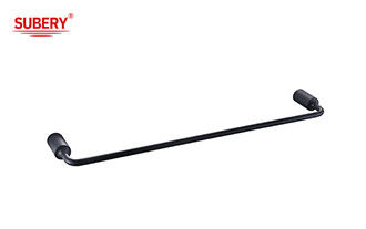 Zinc Single Towel Bar hitam mat Holder Aksesoris kamar mandi hitam mat OEM Bulat