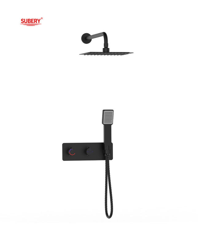 Single Lever Disembunyikan Di dinding Mandi atau Shower Mixer Dengan Diverter Hujan Shower Hand Shower Mandi Matt Hitam Kuningan Tap Faucet