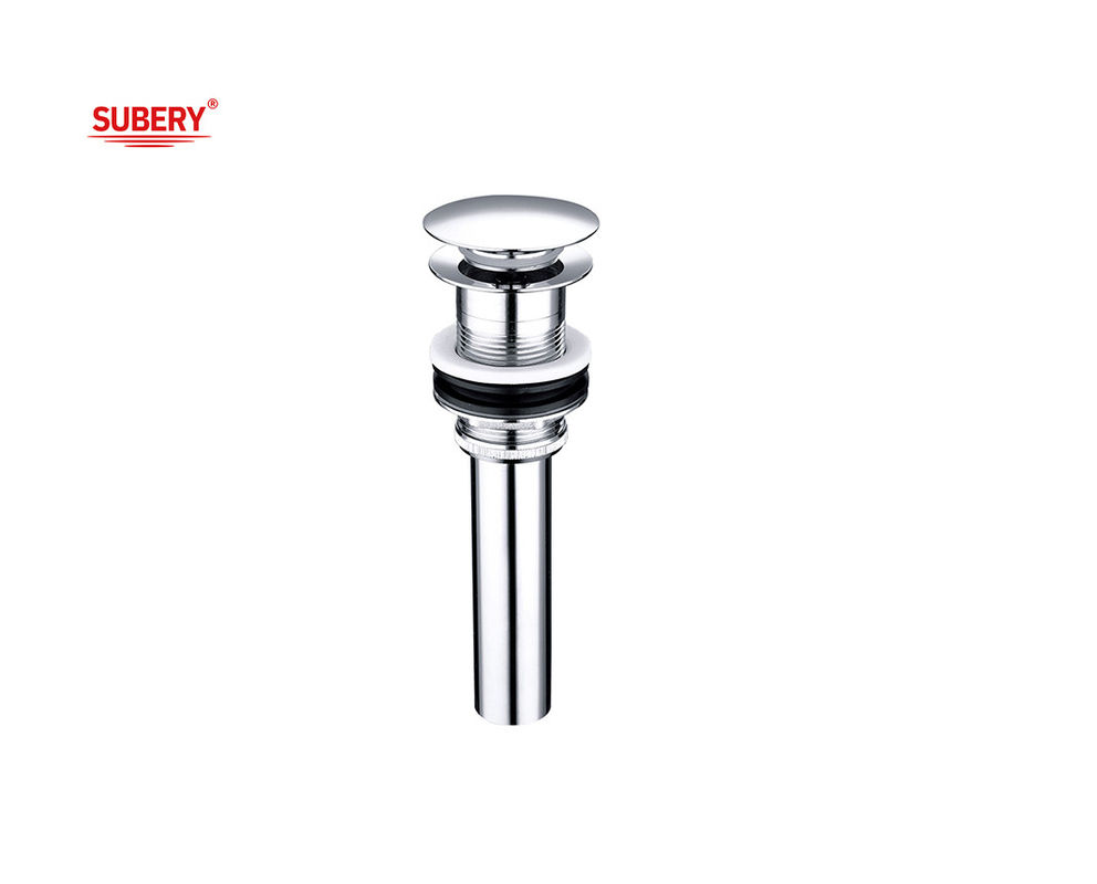 Limbah Basin Toilet Chrome OEM Pop Up Drains Kuningan Untuk Sink Kapal Dengan Tutup Pipa